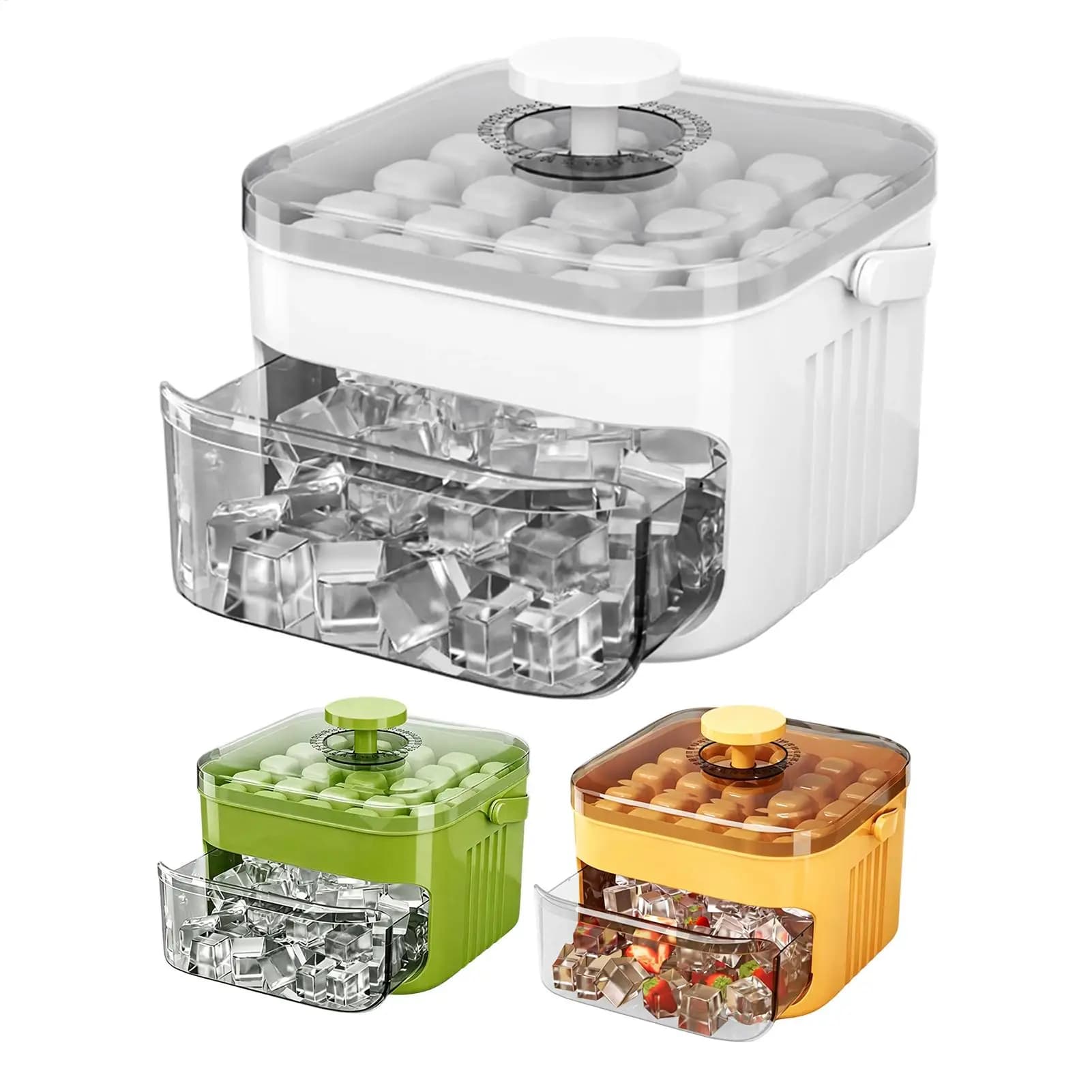 Small Double-layer Ice Mold 50 Grids Press Type Ice Cube Mold Portable Non Stick Ice Molds Box For Whiskey Cocktails Sodas