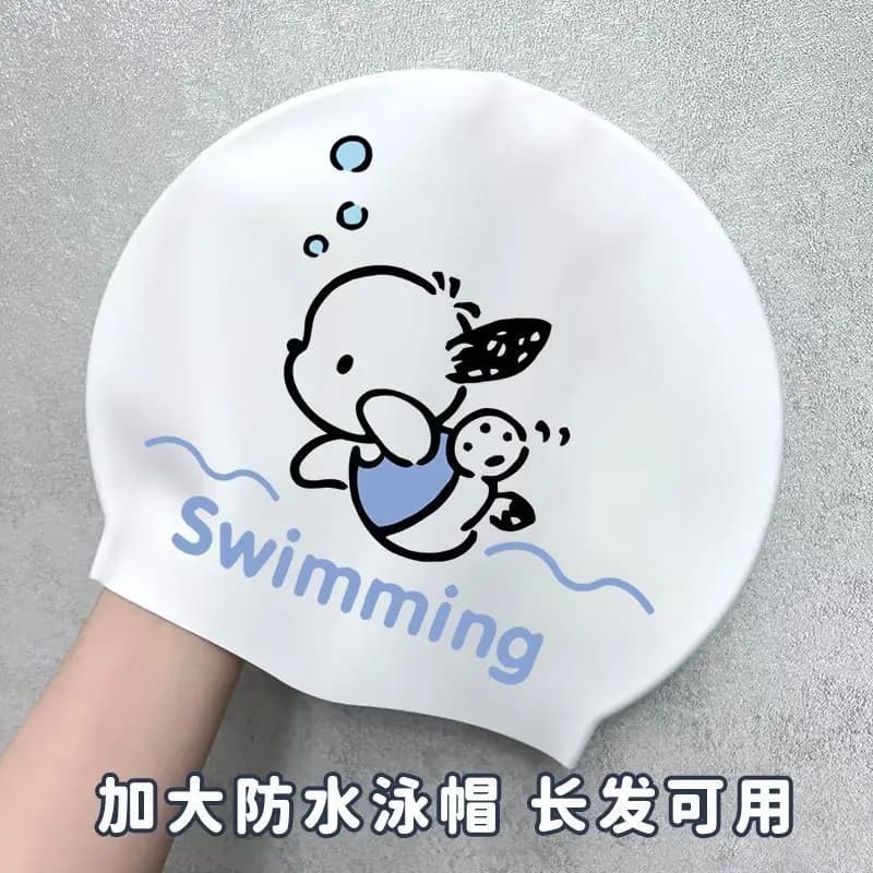 Cuffia da Nuoto in Silicone con Cartoni Animati per Donne, Grande, Impermeabile, Resistente al Cloro, per Capelli Lunghi, Antiscivolo, Comoda, per Adulti