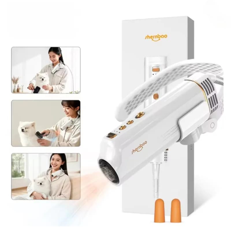 Negative Ion Pet Hair Dryer Pet Grooming Device Adjustable Neck Strap High Temperature Protection Cat Dog Hair Grooming Tool