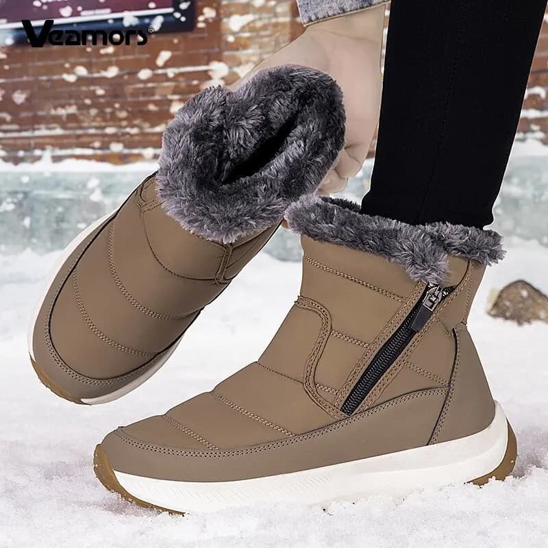 Stivali da neve da donna alla moda Scarpe invernali alte in cotone Peluche Stivali da trekking da passeggio per esterni Scarpe da passeggio invernali antiscivolo da donna