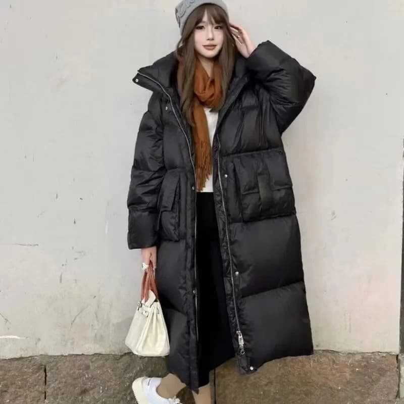 Winter Cotton Coat Korean Style Thickened Cotton Padded Loose Fit Long New 2025 Model Hooded Down Padded Jacket Jacket