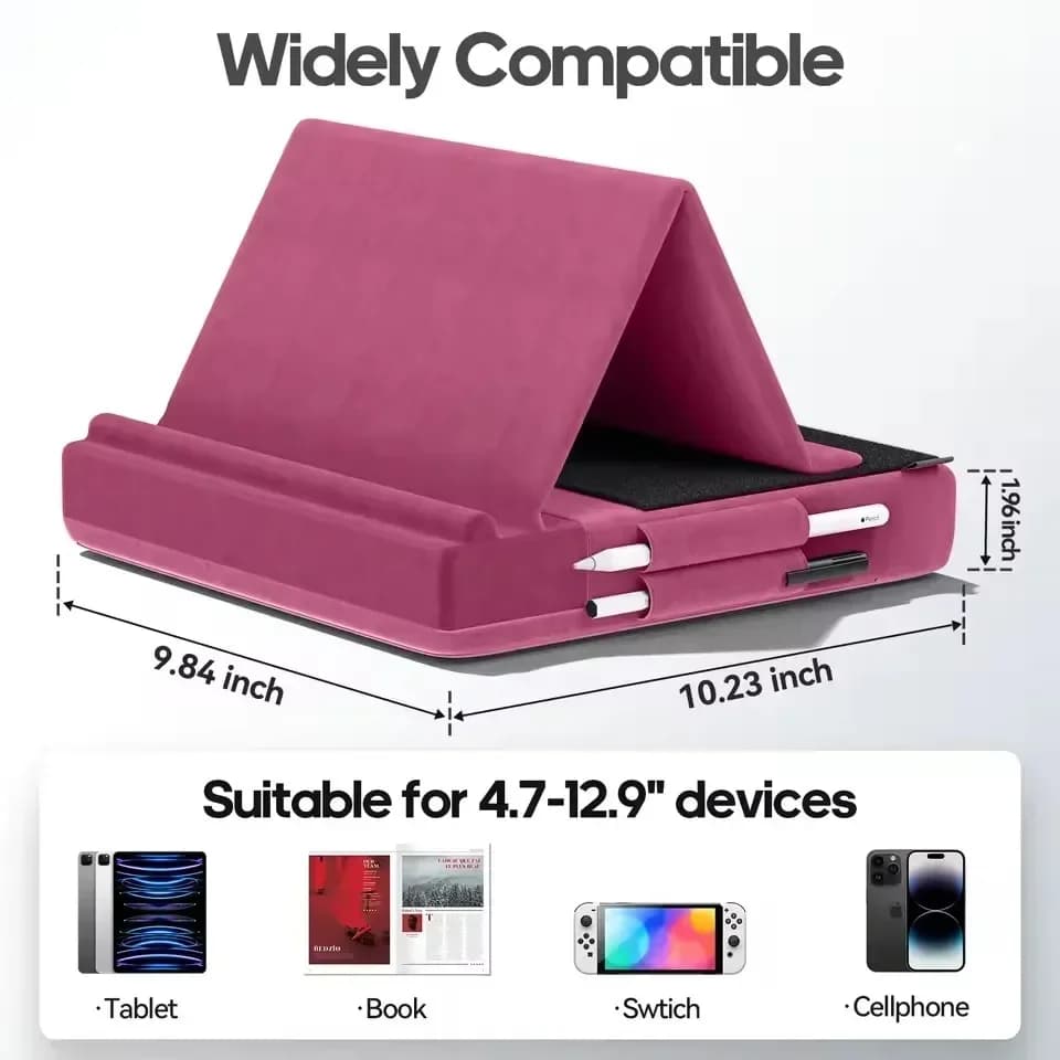 Supporto per cuscino per tablet Supporto per iPad con visualizzazione multi-angolo per letto in colo Dock pieghevole morbido con supporto per stilo