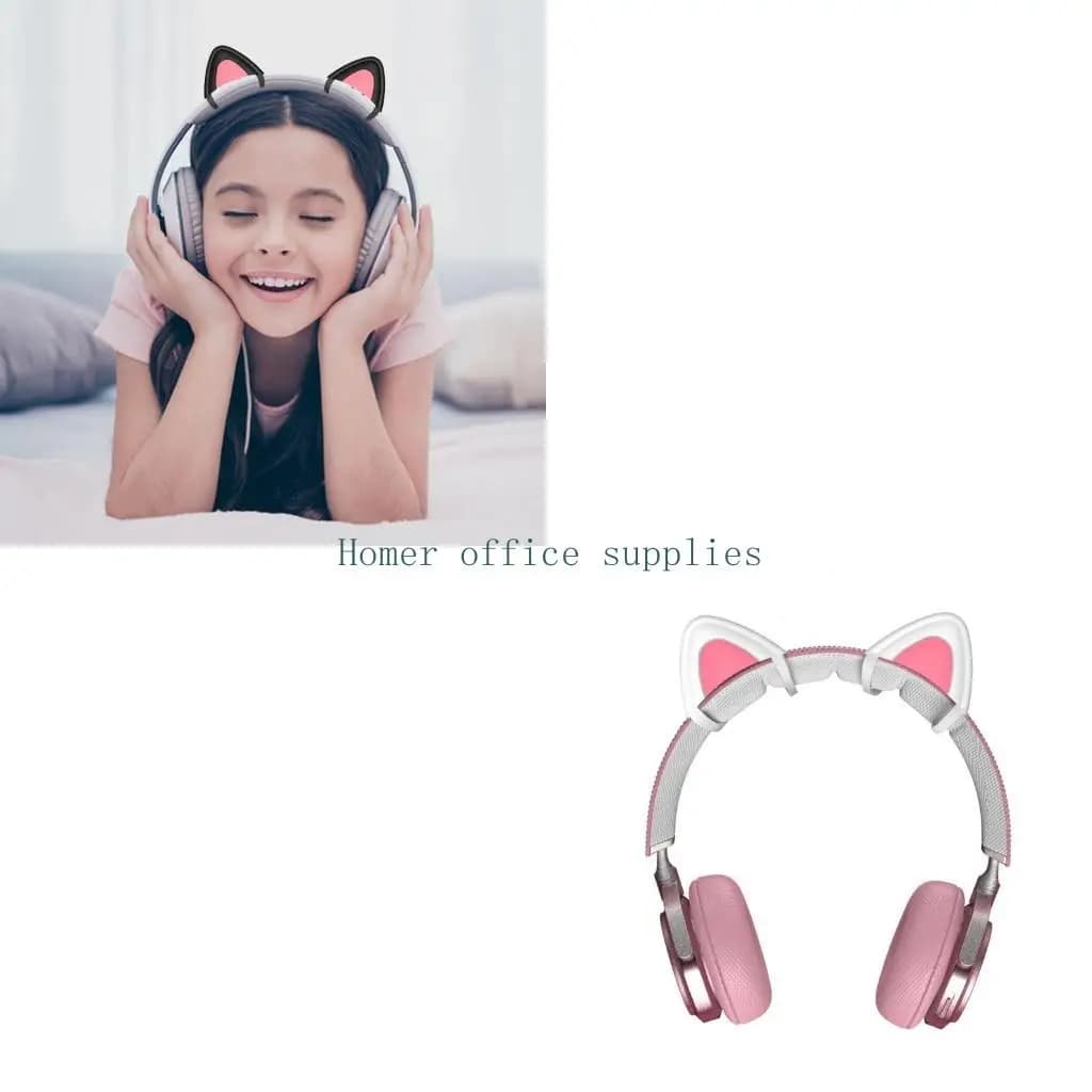 K43B Decorazione per le orecchie gattino adorabile per le cuffie. Attacco con cinghie regolabili