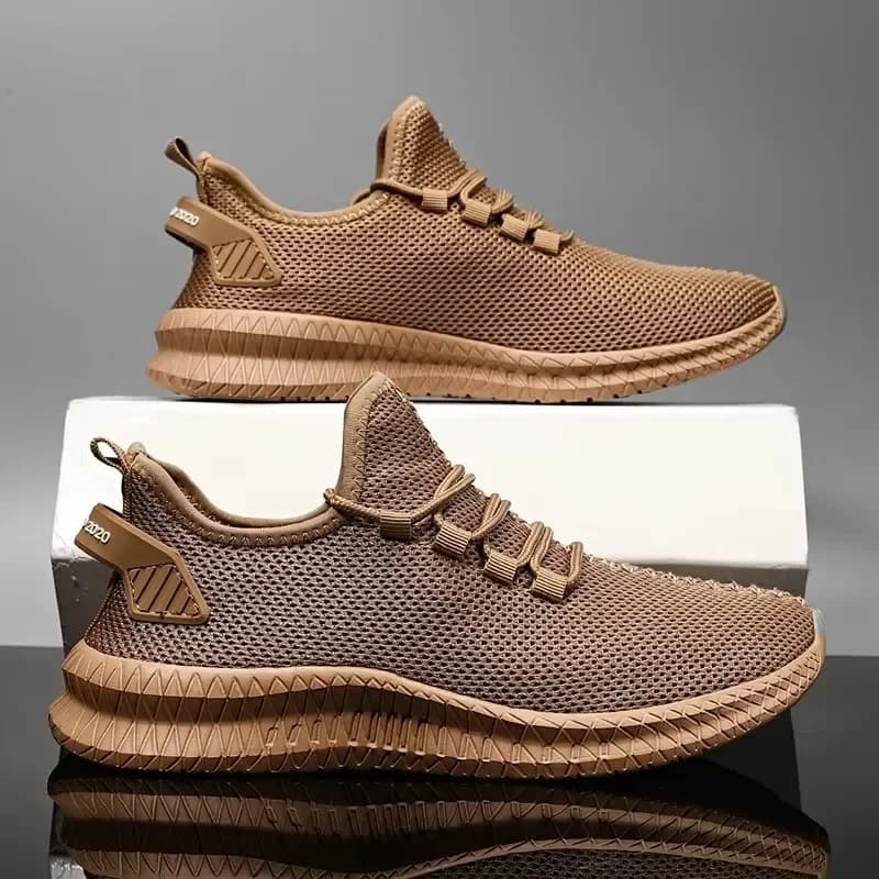 Sneakers casual antiscivolo da uomo, traspiranti, per jogging, allenamento, escursionismo, corsa, sport all'aperto, con lacci e tomaia in tessuto.