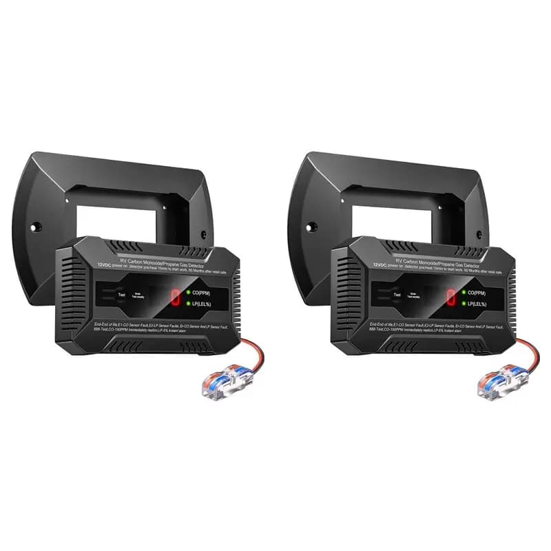 【RECOMENDAR】2X Allarme doppio LP/CO per camper, rilevatore di monossido di carbonio e gas propano per camper con indicatore LED separato con staffa