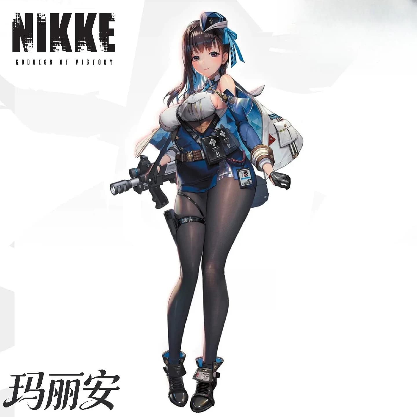 QQcos Marian Game Cosplay Series: Goddess of Victory NIKKE Marian Blue White Cosplay Combat Dress Outfit Halloween Party