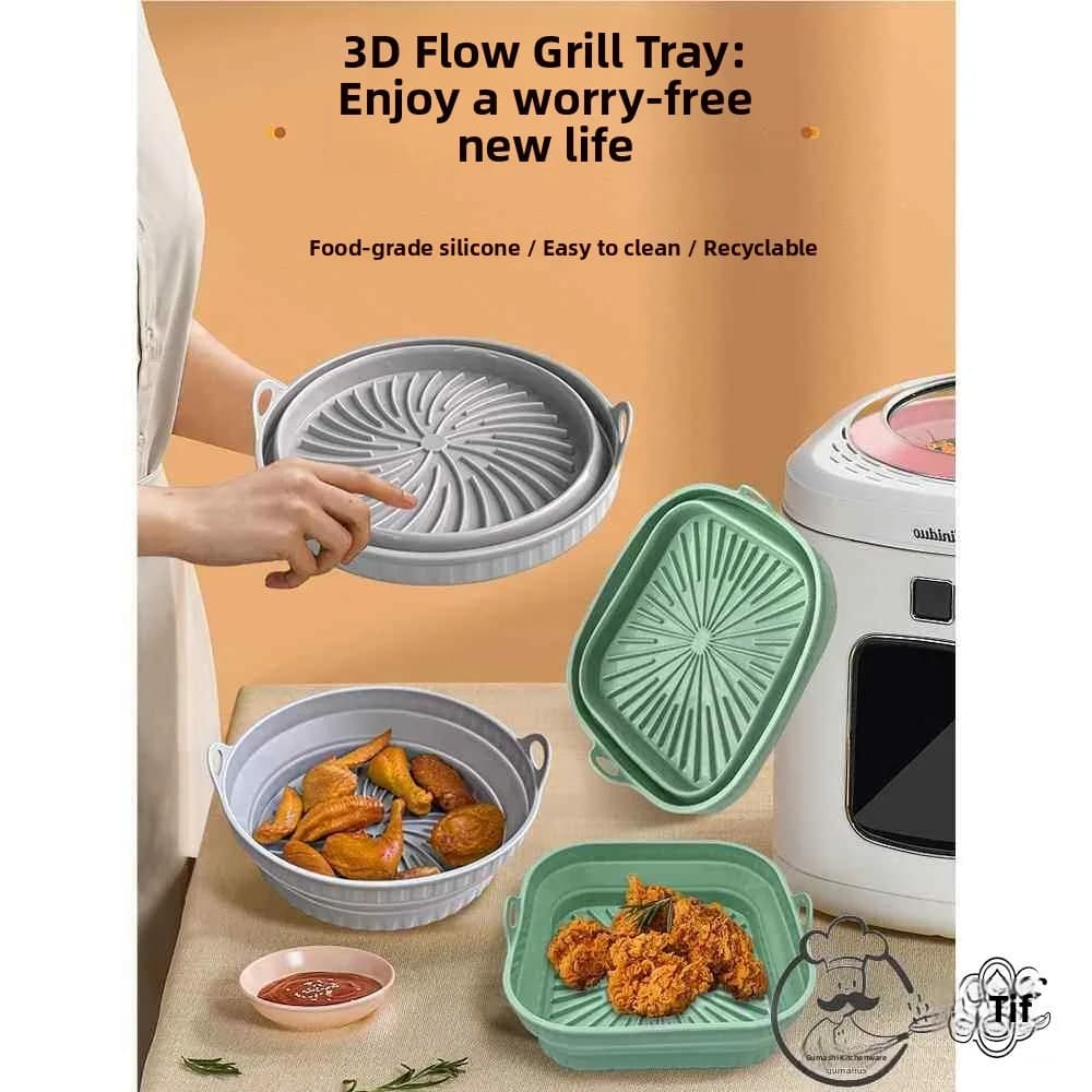 Reversible Silicone Baking Tray Air Fryer Mat BBQ Pad Heat Resistant Multi Functional Cooking Utensils Kitchen Accessories