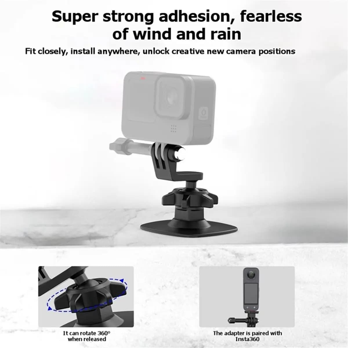Action Camera Flexible Adaptive Fixed Base for Helmet Rotating Base Metal
