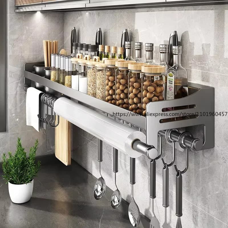 Shelf for Kitchen Organizer wall shelf for spices wands for dressings for domestic use knife spoon support for shovel
