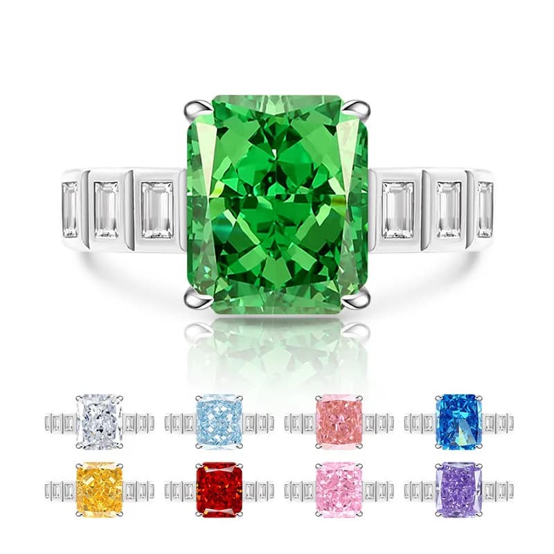 Anello quadrato con taglio a fiore di ghiaccio in argento sterling 925 intarsiato con diamanti ad alto tenore di carbonio Anello da donna versatile di lusso leggero