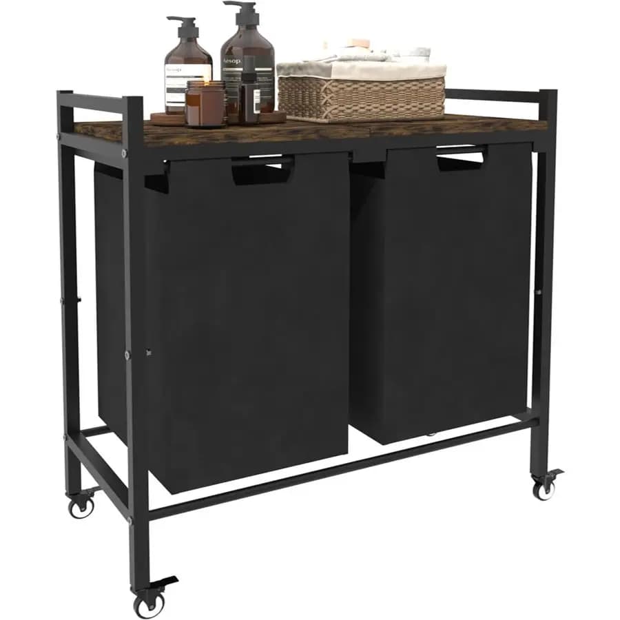 Basket for Bucato Large 2 Gallon with Wheels, 2 Outer and Removable Bags, Organizer for Clothes