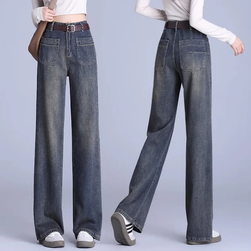 Women's wide leg jeans, new wide spring and autumn straight pants, long Petite hot sale pants
