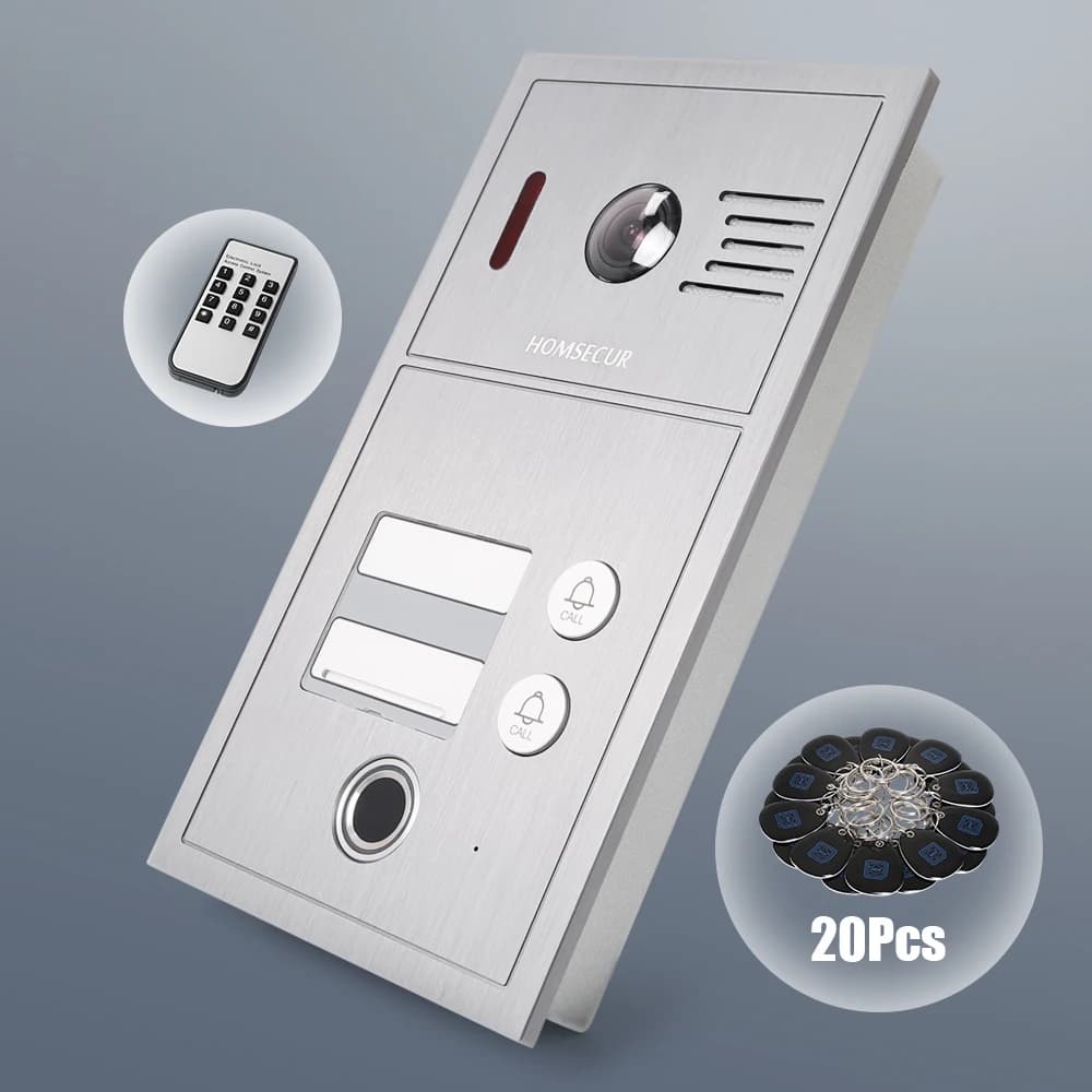 (Not Standalone) HOMSECUR 84214A-CF-FHD-2 2 Families Outdoor Camera with Fingerprint Entry For HDK Video Doorbell System