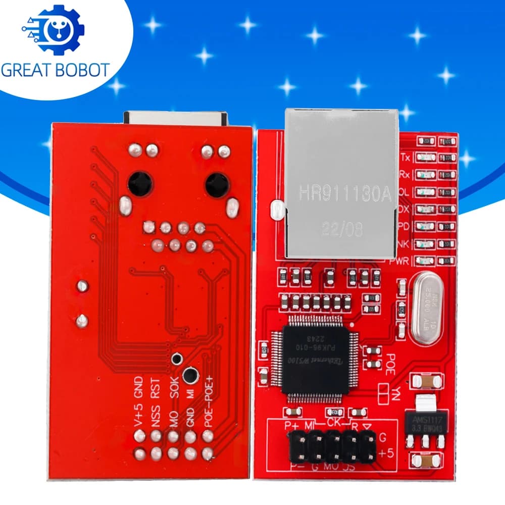 W5100 R3 Ethernet Shield - 3.3V/5V Dual Voltage LAN Network Module for Arduino Mega 2560