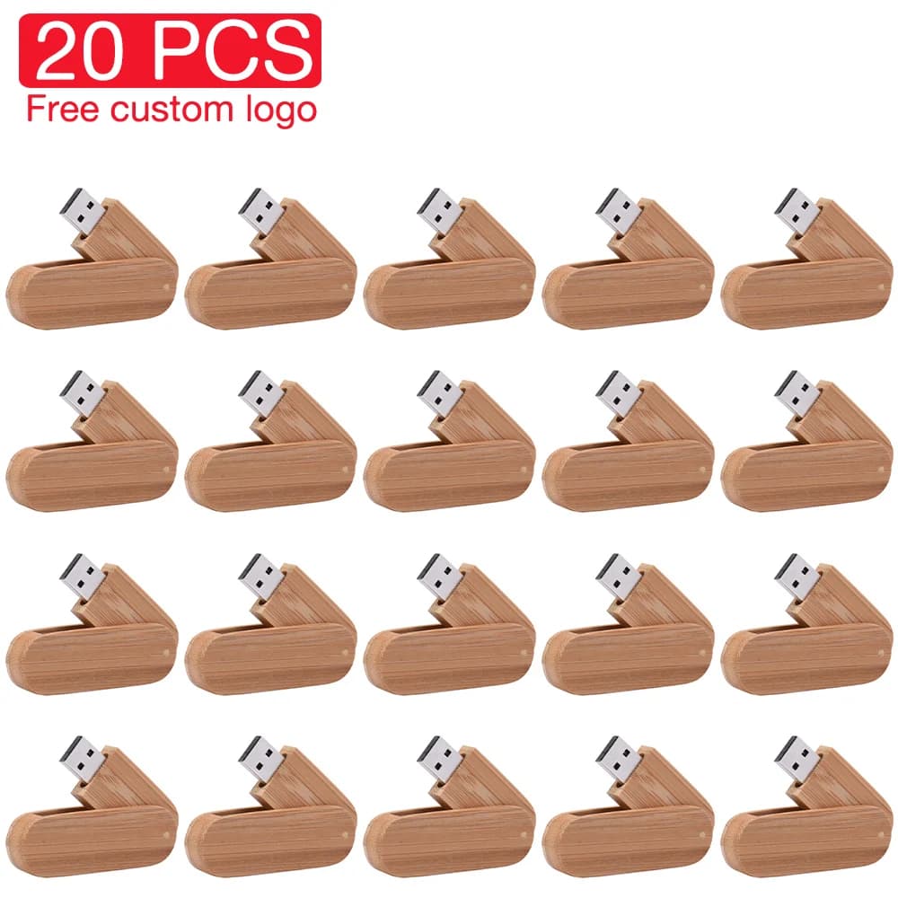 20 Pezzi USB Flash Drive 128GB con Logo Personalizzato Gratuito, Pen Drive 64GB in Scatola di Legno, Chiavetta USB per Regali di Nozze, Dispositivo di Archiviazione