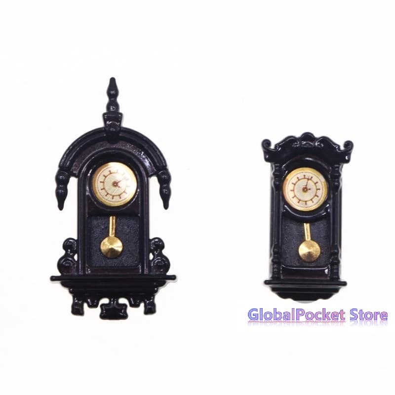 1/12 Dollhouse Vintage Simulation Wall Clock Model Doll Home Clock Living Room Decor Toy Dolls House Micro Scene Accessories