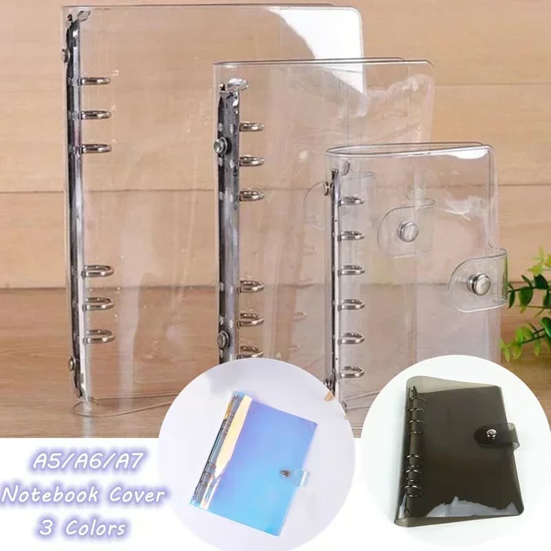 A5/A6/A7 Transparent Notebook Cover Plastic Clip File Folder Notebook Loose Leaf Ring Binder Planner School Office Supplies
