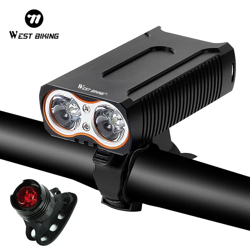 WEST BIKING Bicycle Light 2 LED Recharge USB Front Light for Bike Bike Headlight Waterproof Road Bike Lamp MTB High Brightness Safety