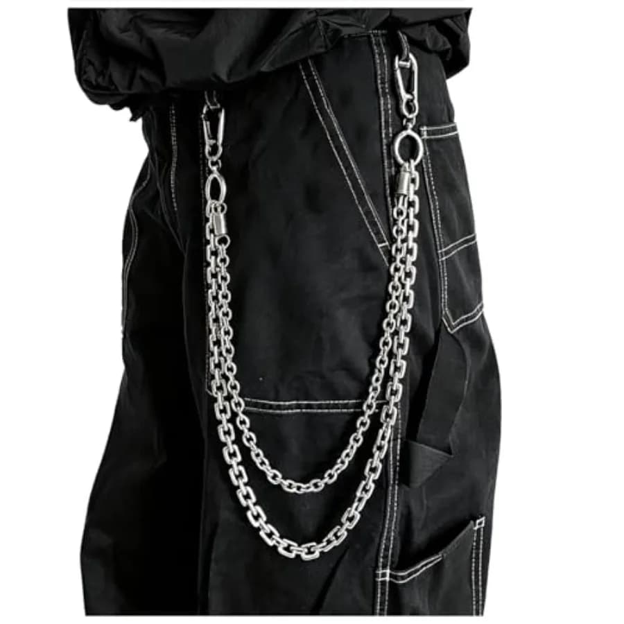 Chain for Pants Men, Silver Heavy Duty Chunky Pants Chain, Hip Hop Gothic Punk Wallet Chain for Jeans, Chain Accessories Pocket