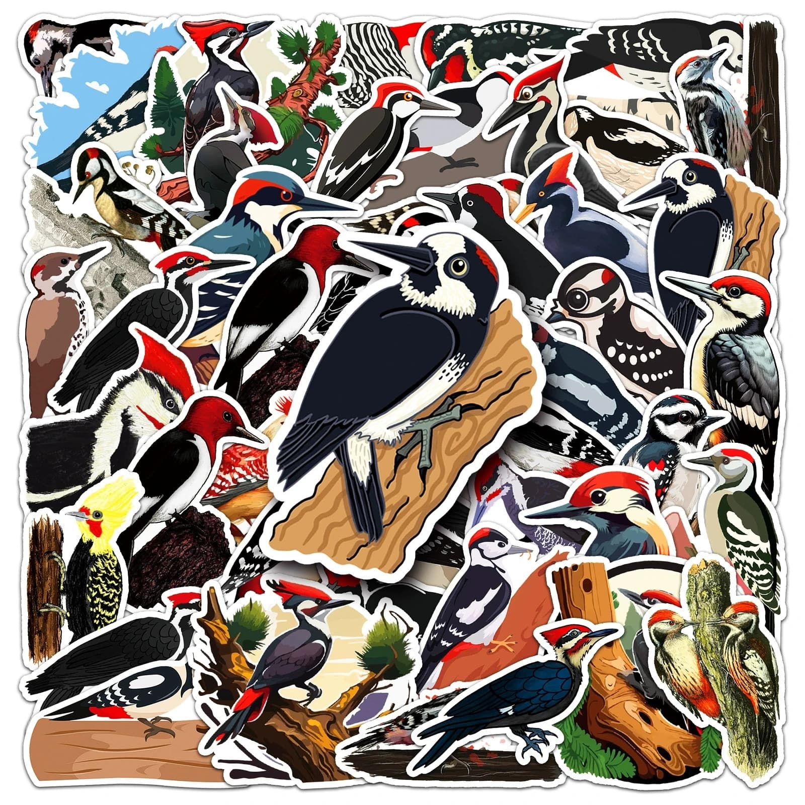 50-100 Pezzi Adesivi Graffiti Picchio, Decalcomanie in Vinile Impermeabili a Forma di Animale Cartone Animato per Bottiglie d'Acqua, Bagagli, Telefoni, Quaderni e Decorazioni