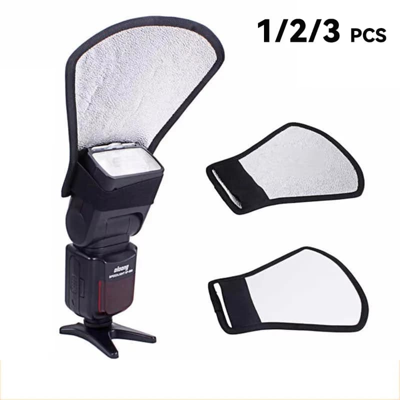 2-in-1 Silver/White Camera Flash Diffuser Softbox Photo Flash Light Reflector For Canon Nikon Sony Cameras Size 11*18*20cm