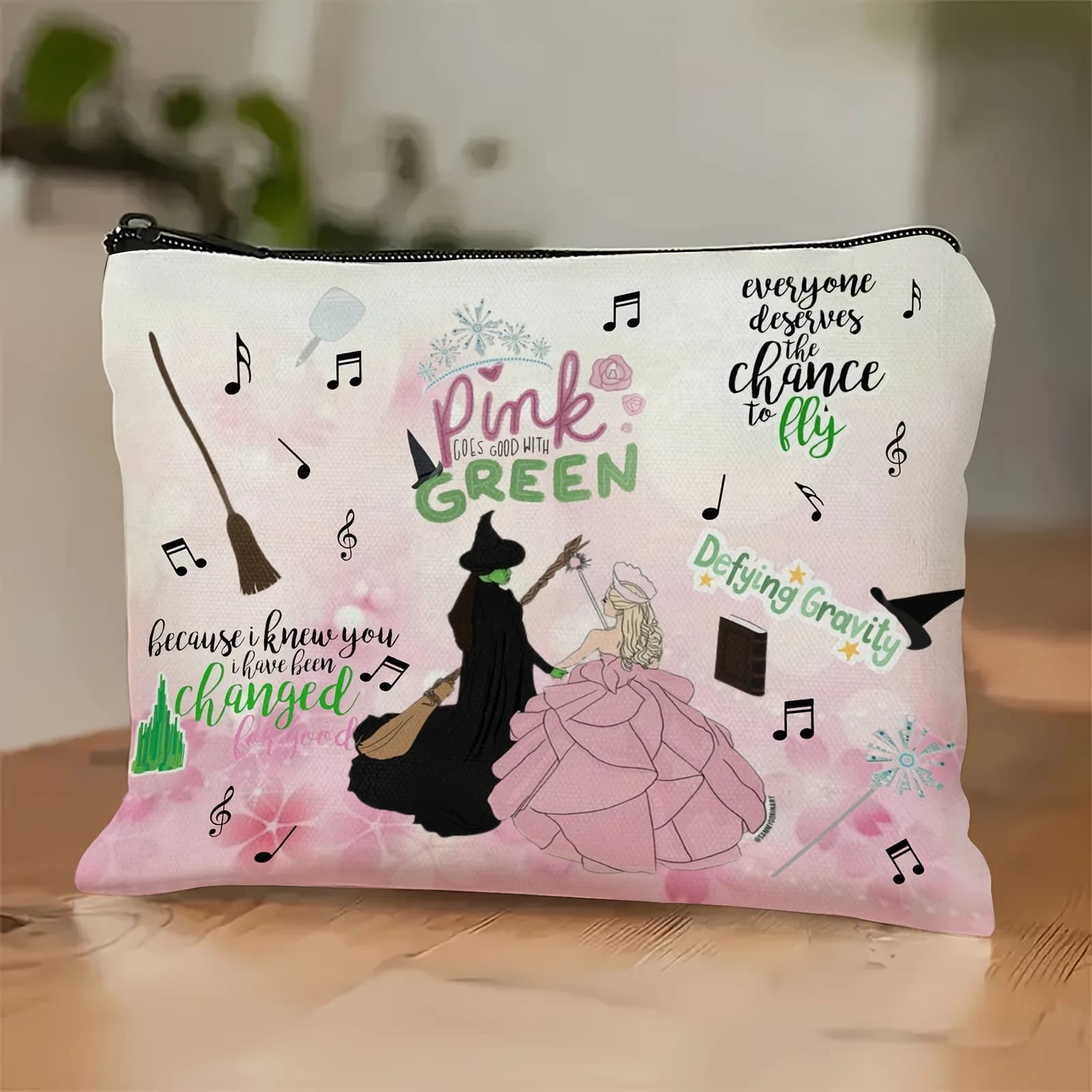 A Witchcraft and Romance Themed Makeup Bag - Cute Multi-functional Zipper Pouch for Women, Jewelry Storage Bag