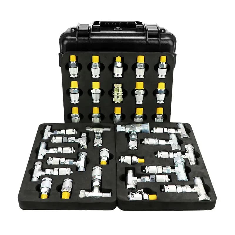 Kit Adattatore Manometro per Manutenzione Idraulica con 20 Giunti, 14 Raccordi a T, Valvola di Distribuzione Pilota per Test Pressione Escavatore