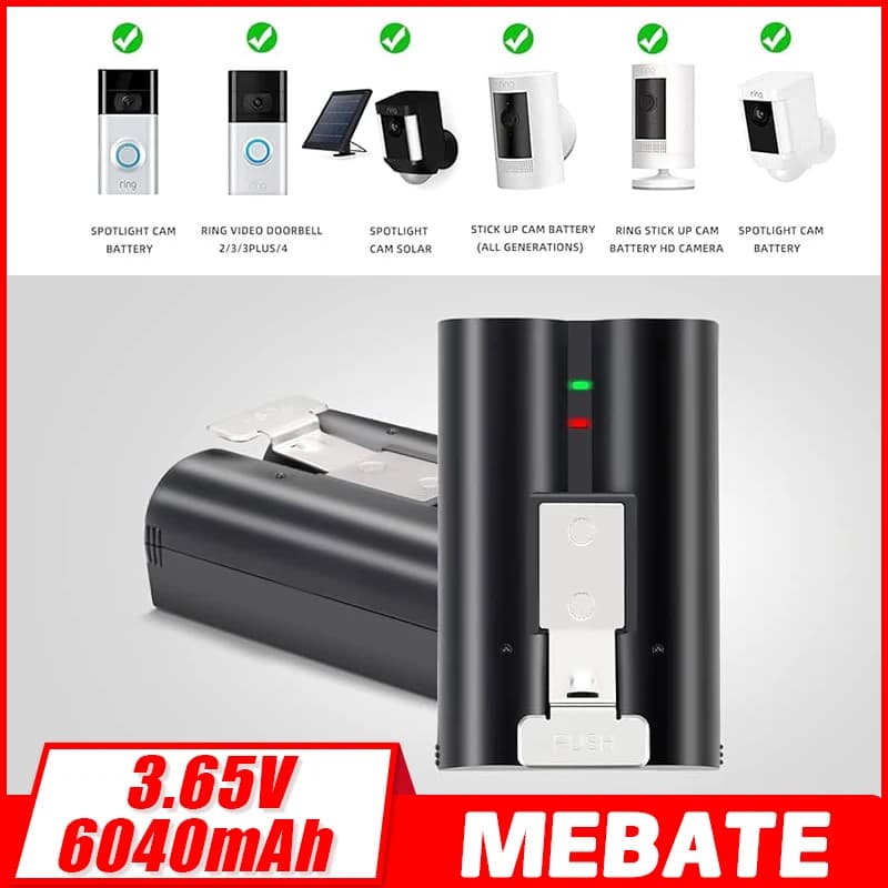 6040mAh New Li-ion Battery For Ring-Video V4 Compatible with Ring Video Doorbell 4/3/2 Stick Up Cam Battery (2nd and 3rd Gen)