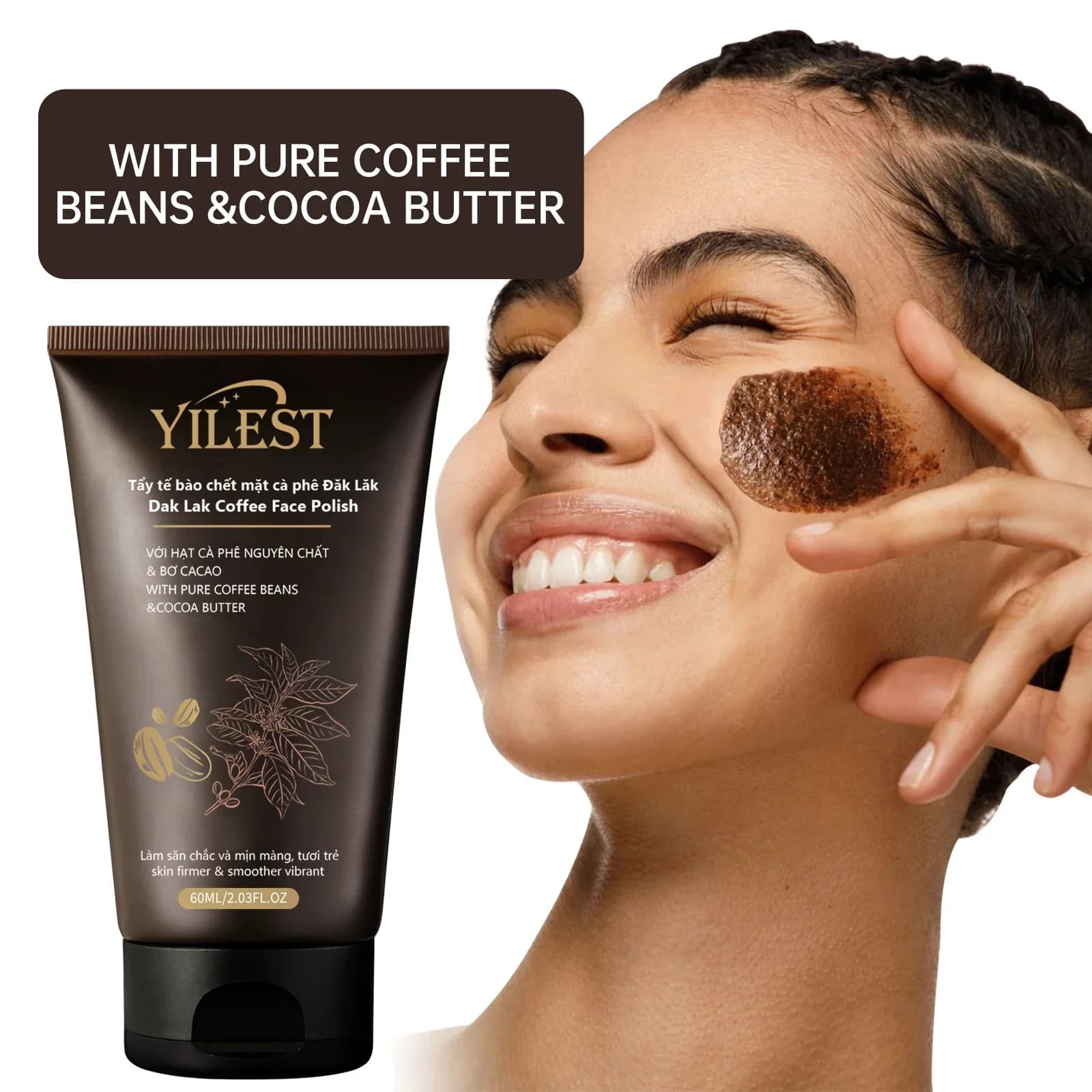 Scrub esfoliante 2 in 1 per viso e corpo 60g - Rimuove la pelle morta e i punti neri, idrata, illumina e ripara per una pelle liscia.