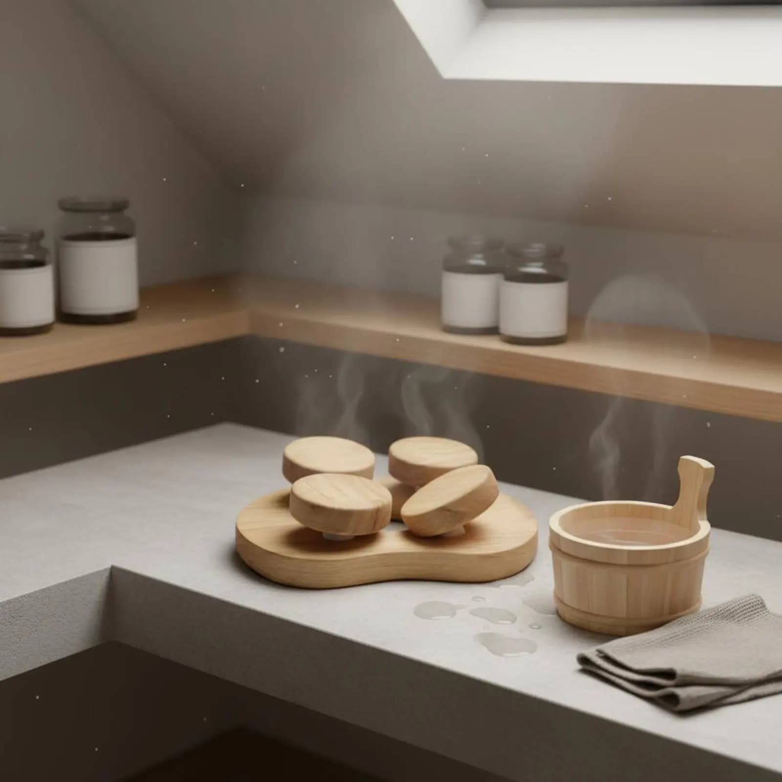 Poggiatesta Ergonomico in Rovere Carbonizzato per Sauna, Resistente al Calore, per Bagno Turco, Robusto
