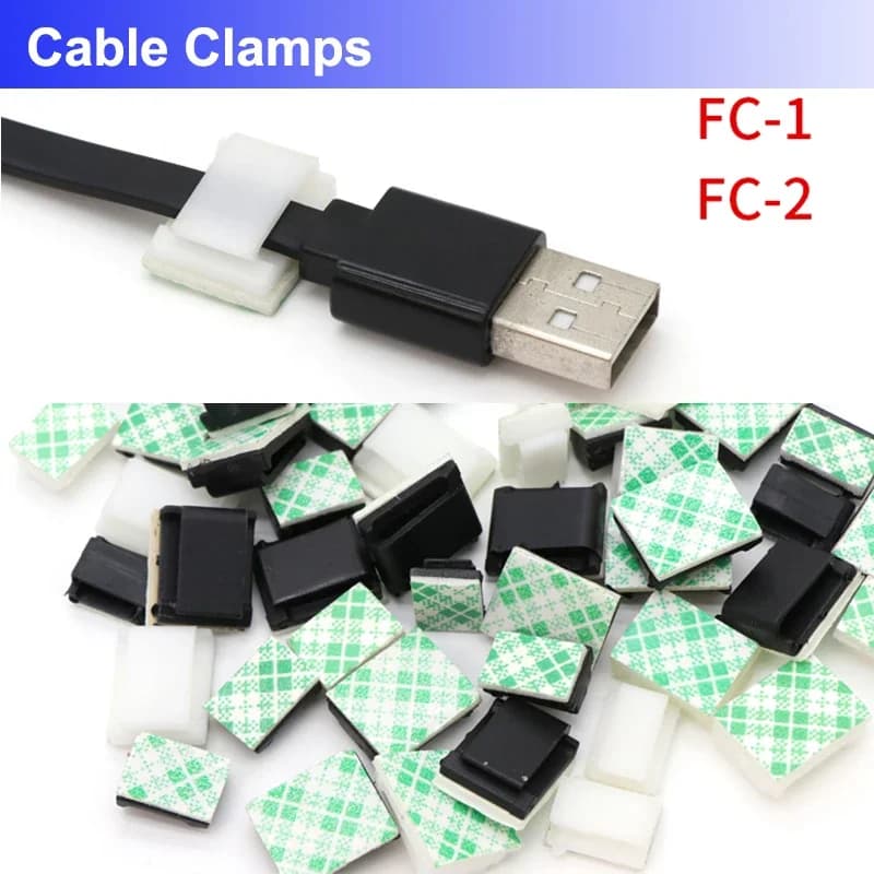 10/50pcs FC-1 FC-2 morsetti per cavi Clip per cavo per auto bianco nero supporto autoadesivo per fissaggio a fascette per cavi gestione dell'organizzatore della linea