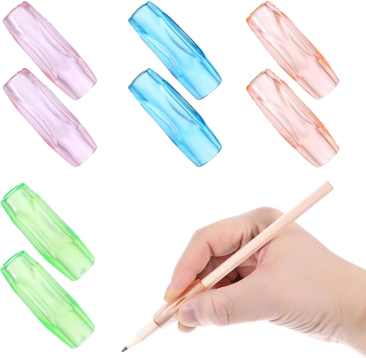 Silicone Pencil Grippers for Handwriting, 8PCS Ergonomic Writing Aid with Comfort Cushion for Adults and Kids