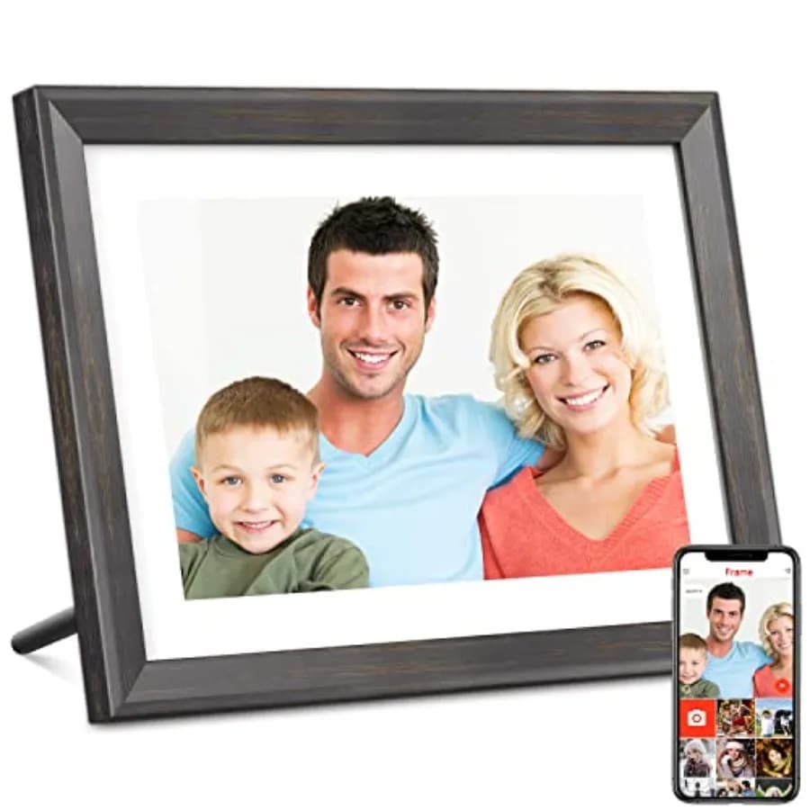 Cornice digitale Frameo WiFi con schermo touch IPS da 10,1 pollici, display HD, 16 GB di memoria, rotazione automatica, facile configurazione per condividere foto o video