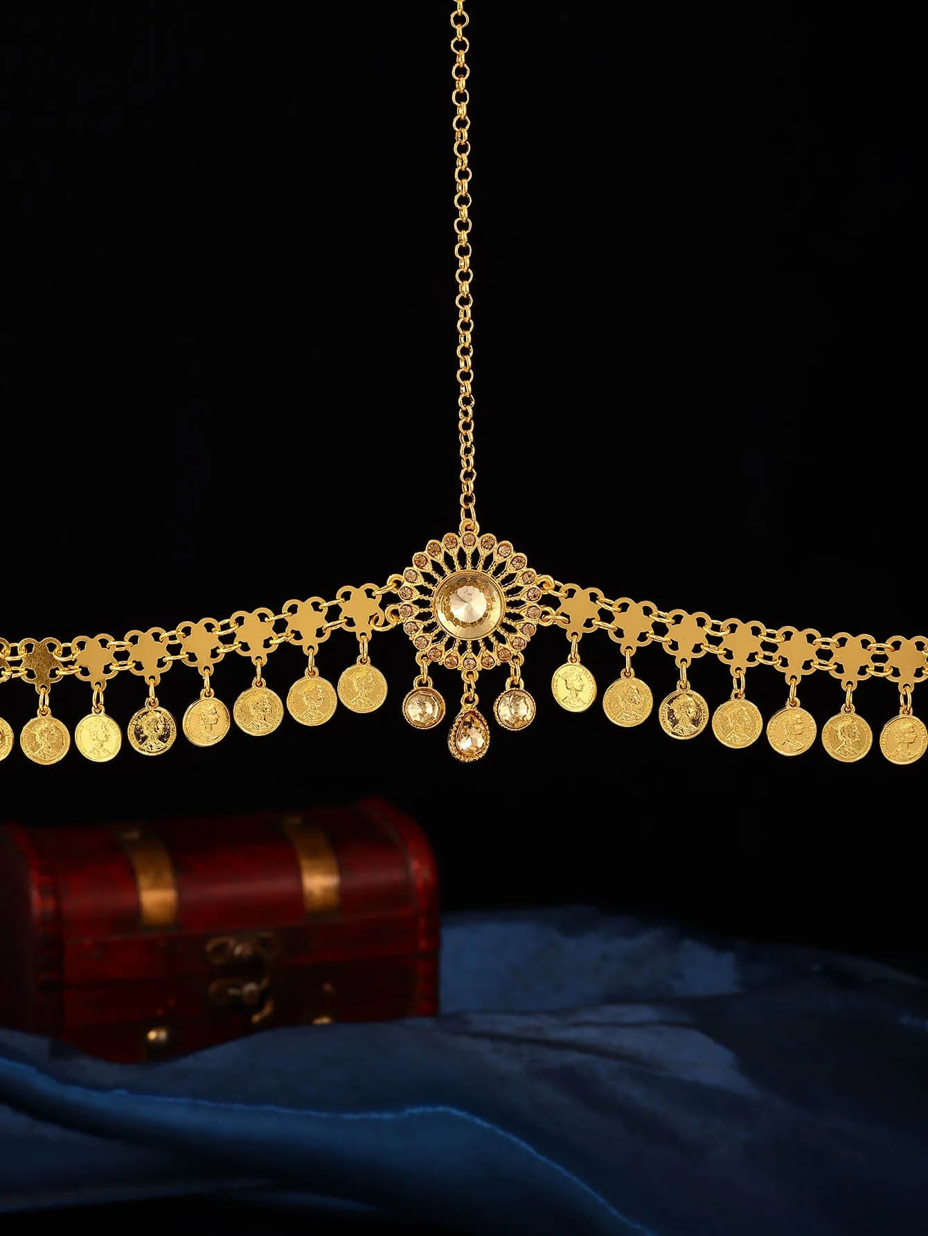 Copricapo da sposa arabo, design a moneta rotonda, accessorio per capelli tradizionale abito da festival arabo, regalo di gioielli, lunghezza regolabile