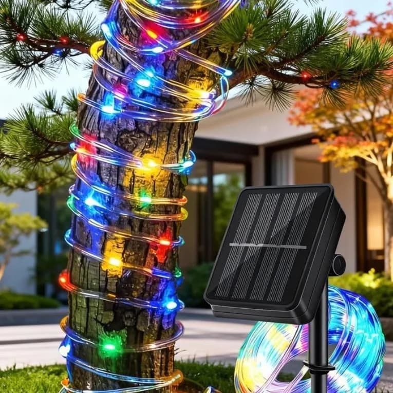 Lampada Solare da Esterno con 50/100/200 LED, Luci a Corda Decorative per Matrimoni, Feste, Giardini, Cortili e Terrazze