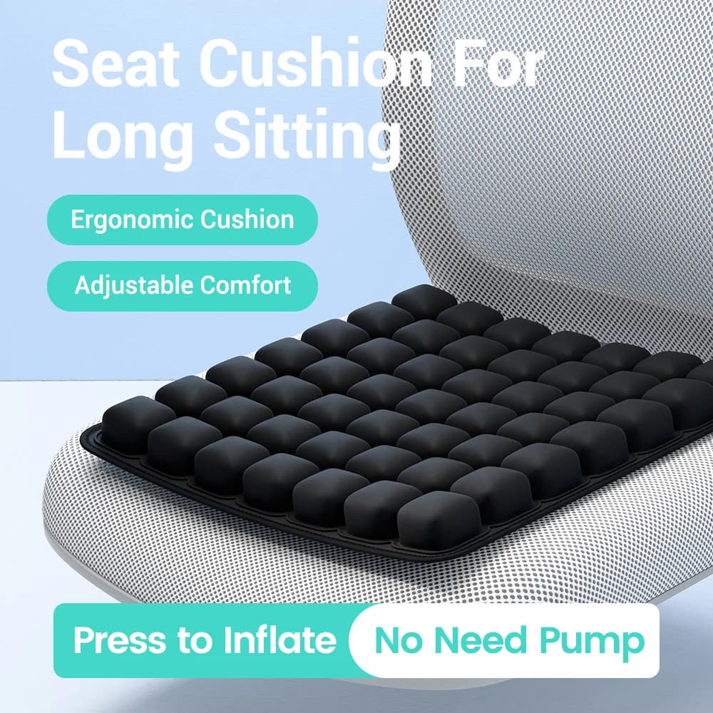 Cuscino per sedia ergonomico 3D da 1 pezzo per seduta lunga, cuscino per seggiolino auto per sedia da ufficio, cuscino gonfiabile regolabile