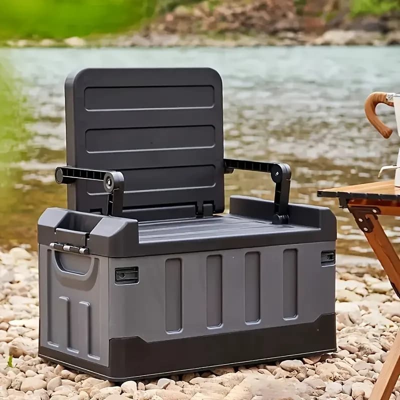 60L Outdoor Foldable PP Storage Box Hiking Garden Foldable Storage Organizer with Seat Back for Chair Colapsible Storage Box