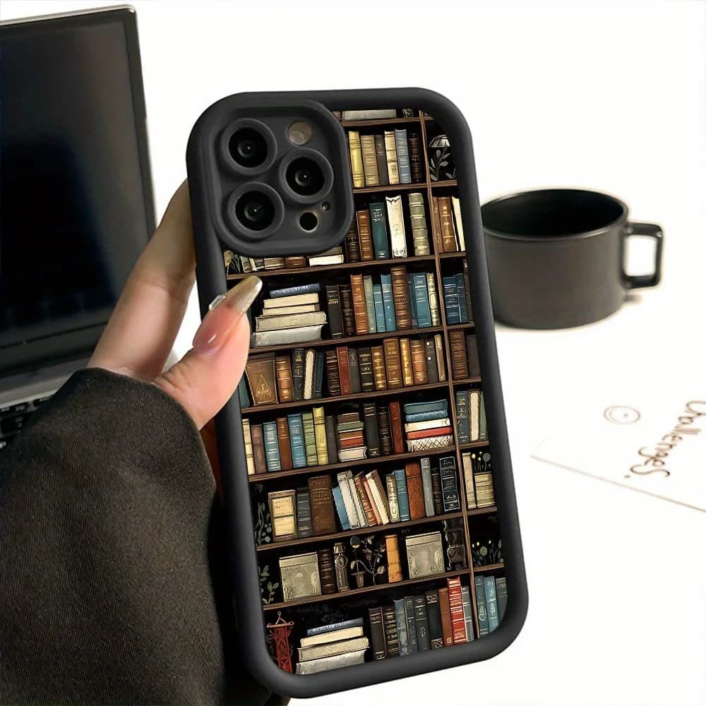 Book Shelf Creative Pattern Phone Case For iPhone 17 11 12 13 14 15 16 Pro Max 16E XS X XR 7 8 Plus 17 Air Shockproof Soft Cover