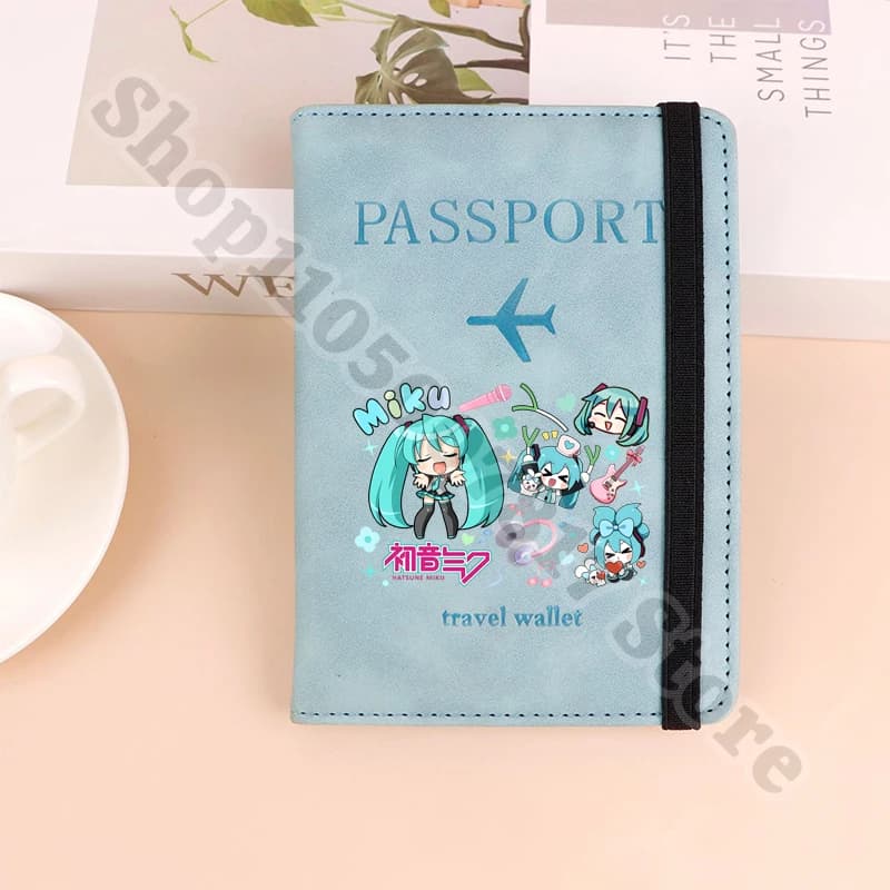 Custodia per Passaporto con Stampa Anime Hatsune Miku, Porta Passaporto Carino da Donna, Porta Carte di Credito da Viaggio alla Moda