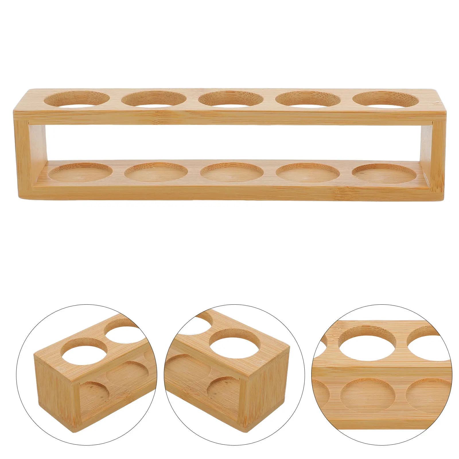 Essential Oil Bottle Organizer Bamboo Storage Shelf with 5 Round Holes Safe Shockproof Aromatherapy Home Office Rack