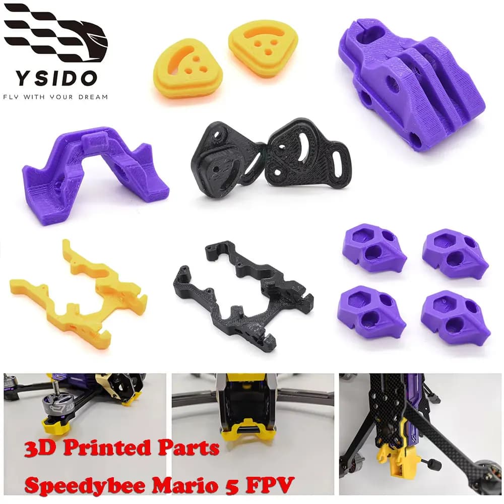 3D Printed Parts TPU Holder O3/O4PRO Lens Gasket Gopro Seat Foot Mat for Speedybee Mario5 FPV Racing Drone Frame Replacement Kit