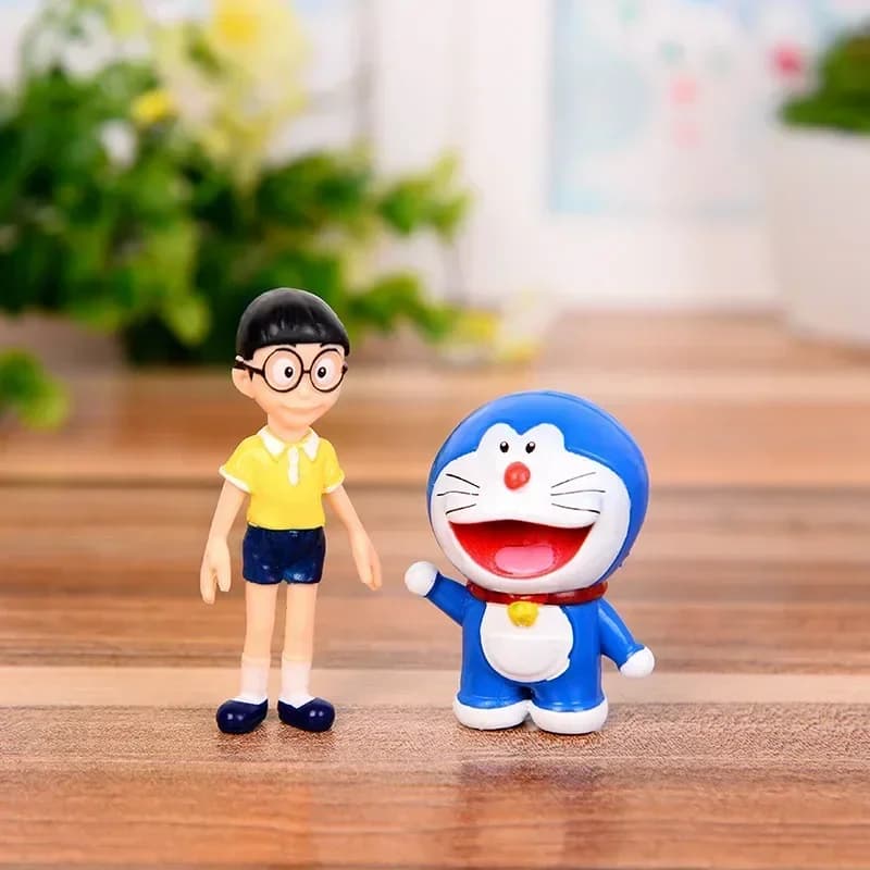 5pcs Doraemon Creative Home Cake Decoration Kawaii Doraemon Family Portrait PVC Action Figures Toy Birthday Gift