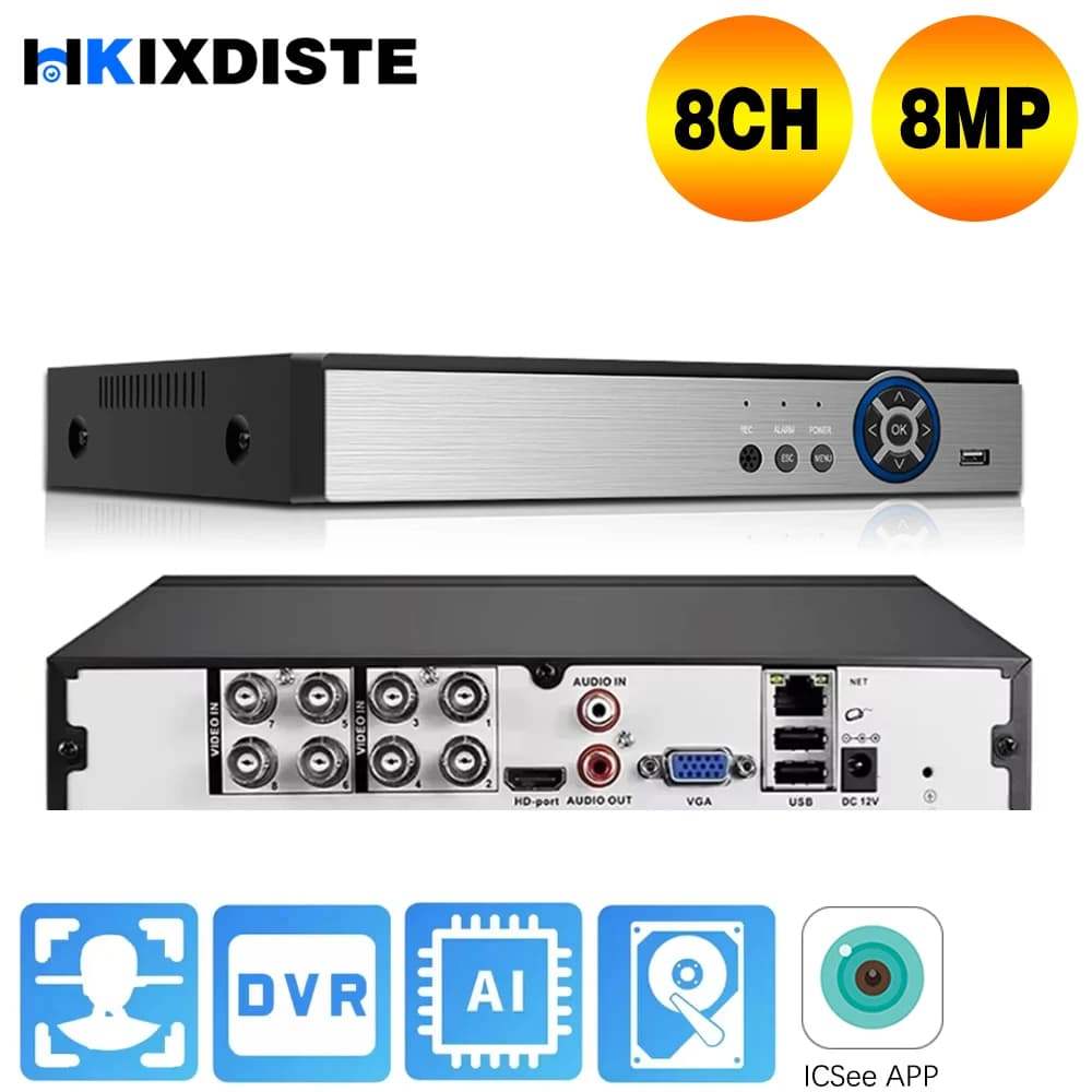 4K 8CH AHD CCTV DVR Registratore Face Detection Sistema di sicurezza ibrido 8MP XMEYE Videoregistratore di sorveglianza analogica 8 canali 5MP
