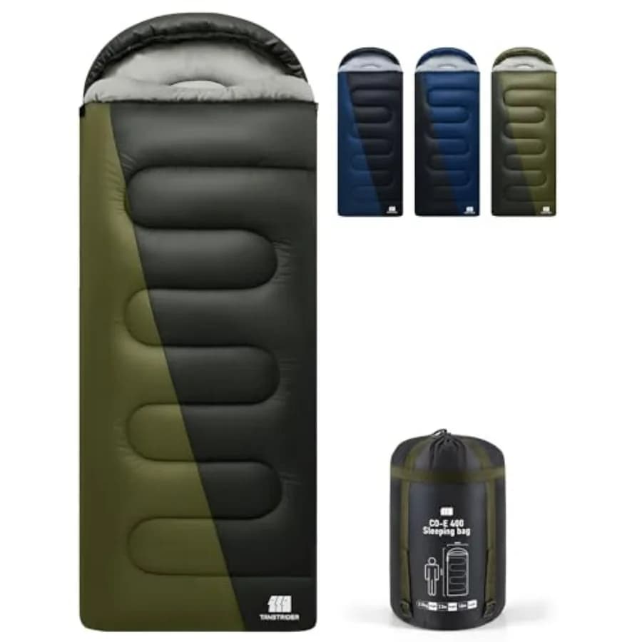 Sacco a pelo per adulti per climi freddi: guscio in nylon, nero, leggero e impermeabile per backpacking, campeggio, viaggi, escursioni, hotel