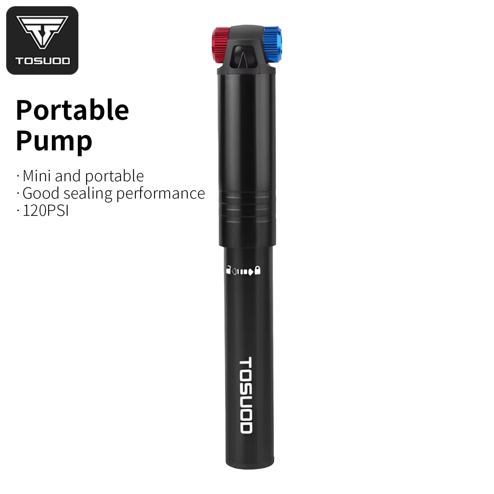 Pompa per Bicicletta Mini TOSUOD in Alluminio, Portatile, 120 PSI, Ultraleggera, Gonfiatore per Pneumatici, Accessori per Ciclismo MTB e Bici da Strada