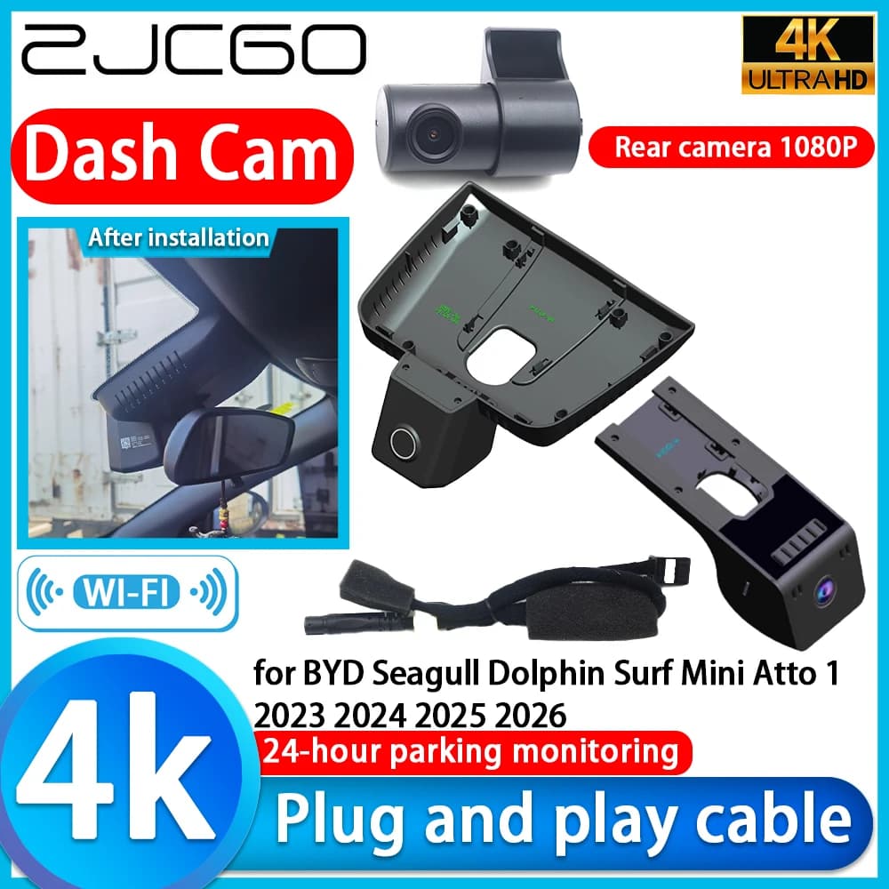 for BYD Seagull Dolphin Surf Mini Atto 1 2023 2024 2025 2026 Wifi 4K DVR Dash Cam Camera Sony Lens IMX335 Video Recorder Monitor
