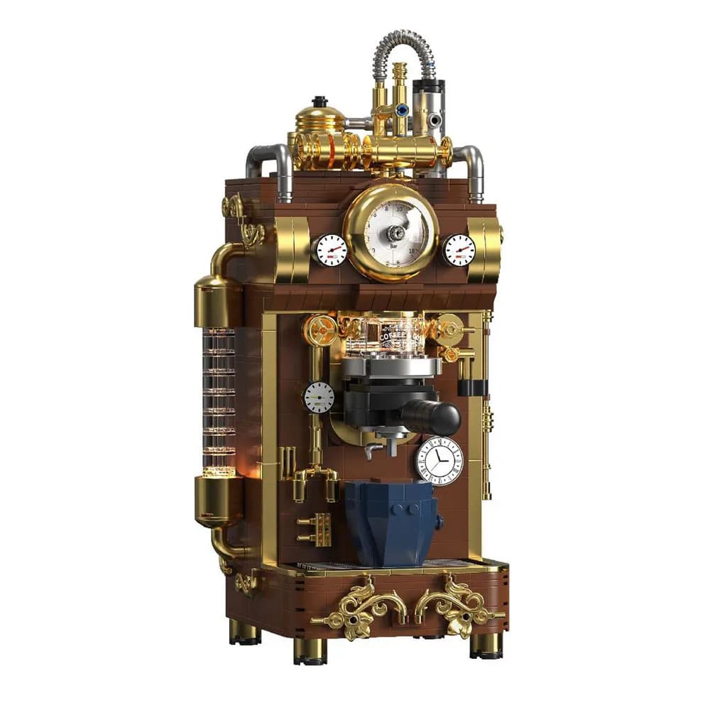 IN STOCK MOC Idea Vintage Steam Coffee Maker Building Blocks Bricks Assembling Model DIY Adult Birthday Gift Set