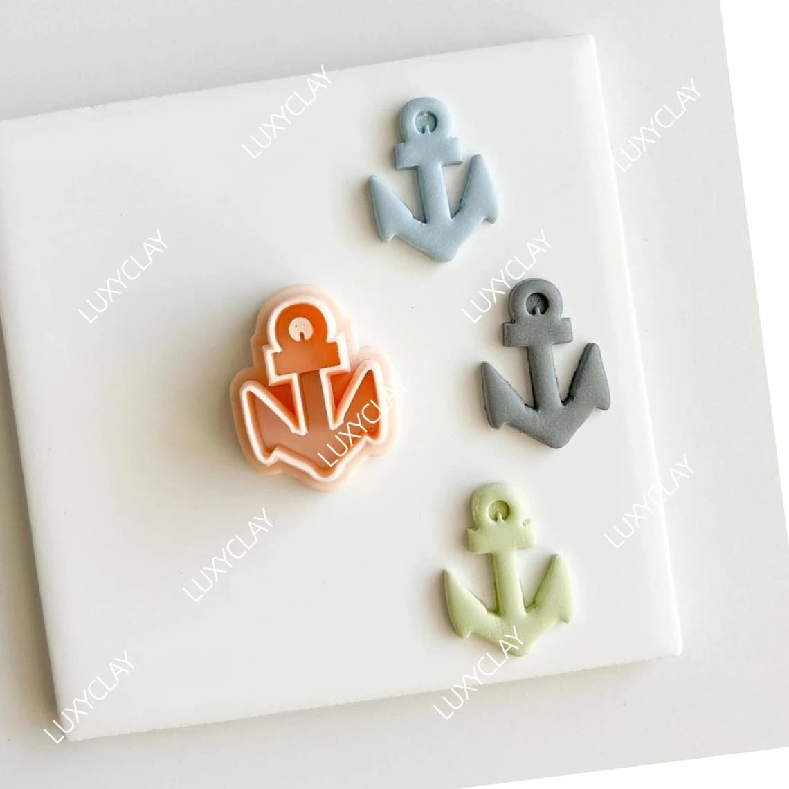 1pc Nautical & Ocean Themed Clay Mold, Embossed Anchor Shape Polymer Clay Cutters for DIY Pendants Earring & Jewelry Making