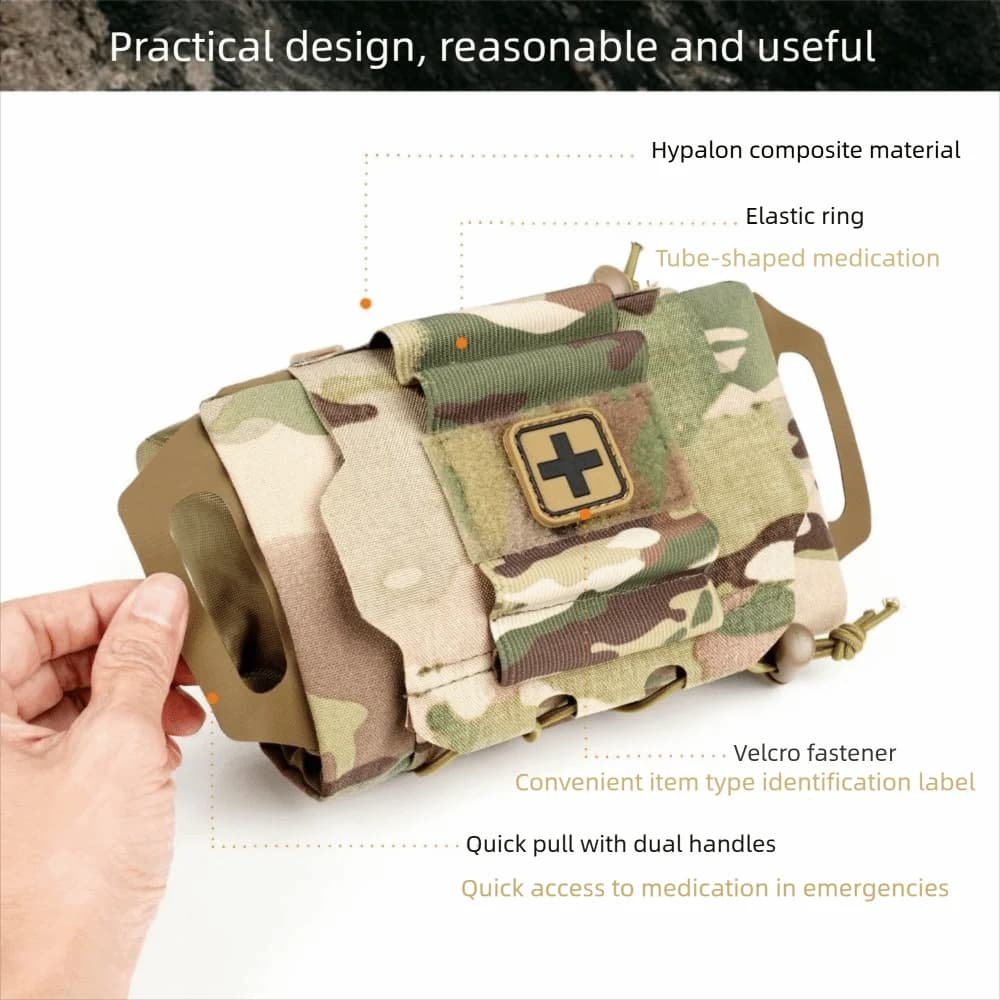 Durable Rapid Deployment Pouch Lightweight Wear Resistant Survival Bag Multi Compartment First Aid Kit Outdoor Rock Climbing