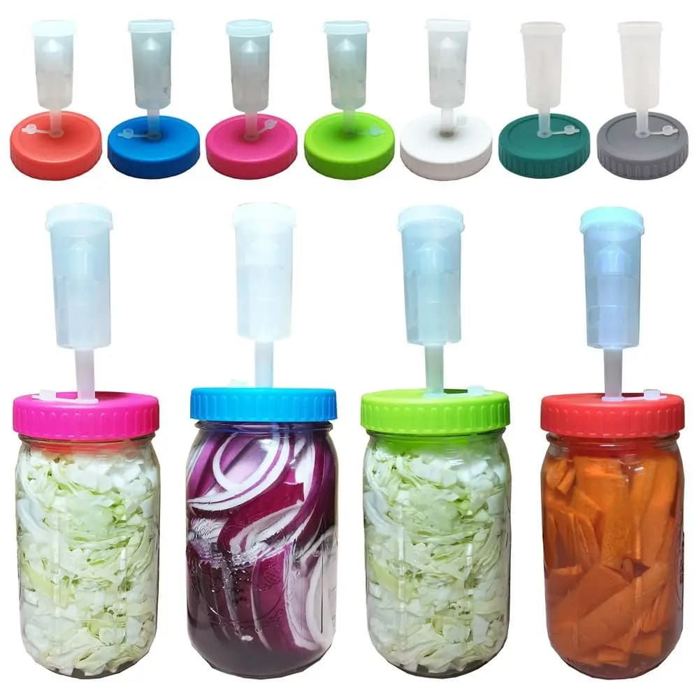 Top in Silicone Premium senz'acqua per coperchio del barattolo di vetro a bocca larga coperchi di fermentazione Airlock da 86mm con valvola di scarico unidirezionale